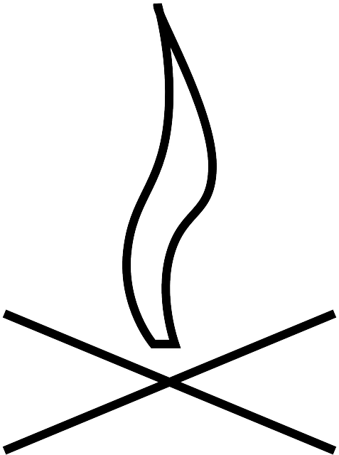 Bonfire, Campfire, Fire, Flame, Line Drawing, Symbol - Campfire (477x640), Png Download