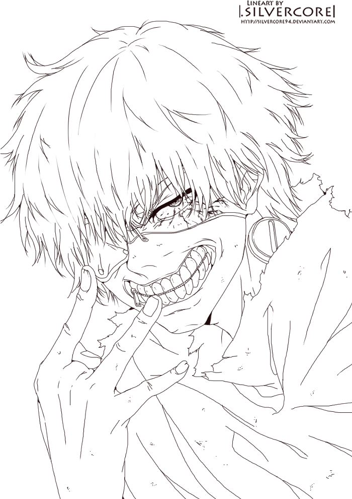 Tokyo Ghoul Kaneki Lineart By Silvercore94 - Tokyo Ghoul Coloring Pages (699x1011), Png Download
