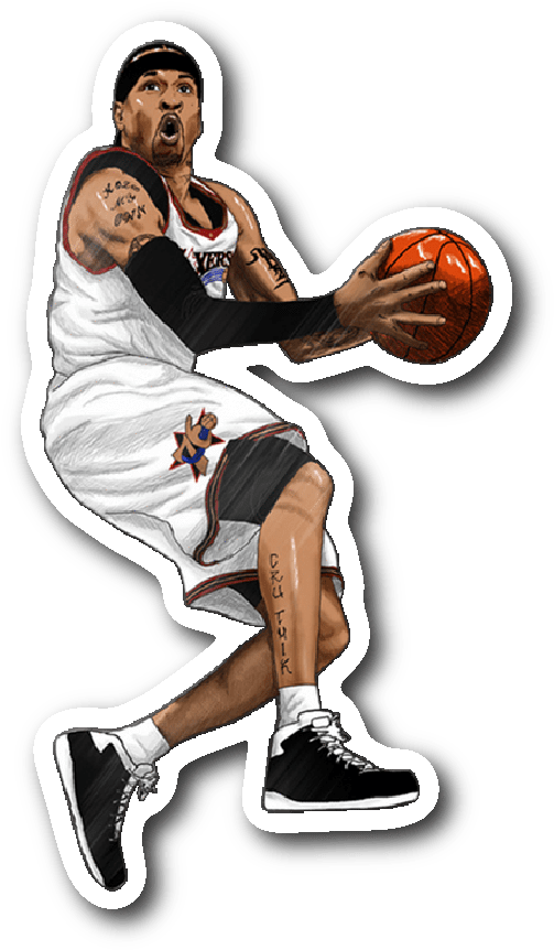 Sticker Retro Allen Iverson Vinyl Sticker - Allen Iverson Png (1064x1064), Png Download