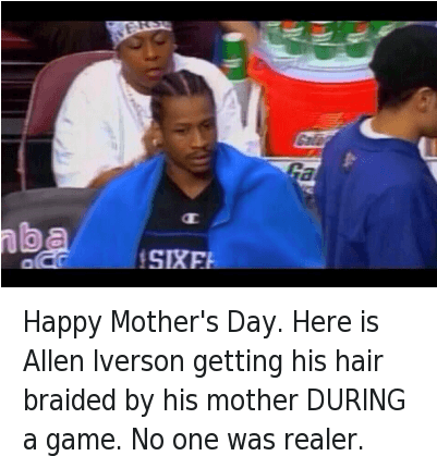 Iverson - Allen Iverson Mom Braiding His Hair (400x432), Png Download