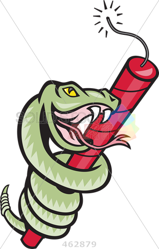 Stock Illustration Of Cartoon Rattle Snake Wrapped - Snake Wrapped Around Stick Cartoon (319x500), Png Download