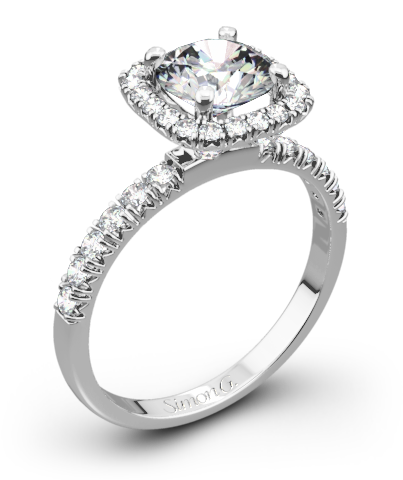 Mr2132 Passion Halo Diamond Engagement Ring - Solitaire Engraved Engagement Rings (500x500), Png Download