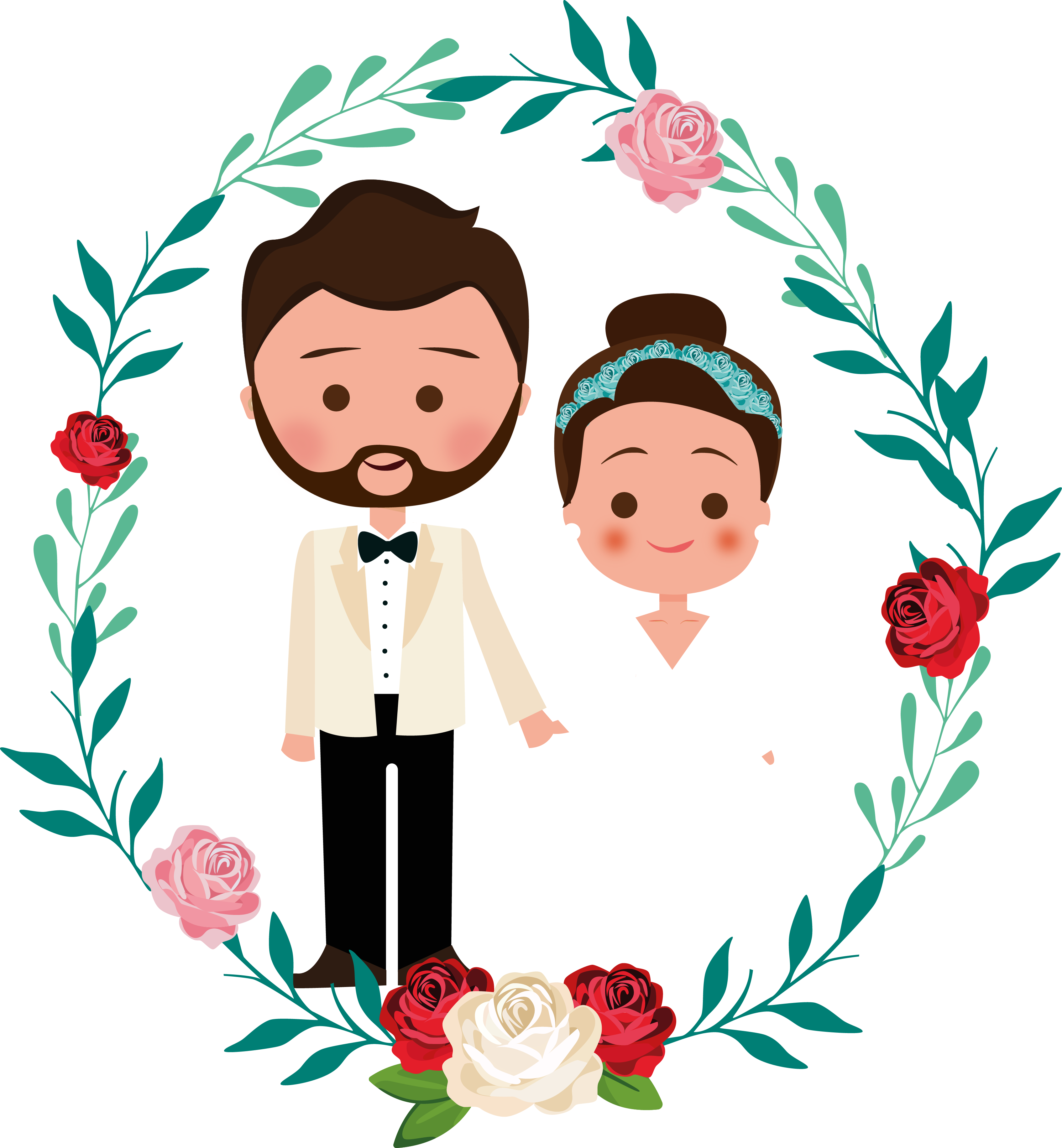 Wedding Floral Design Marriage Engagement - Vector Design Wedding Png (3389x3665), Png Download