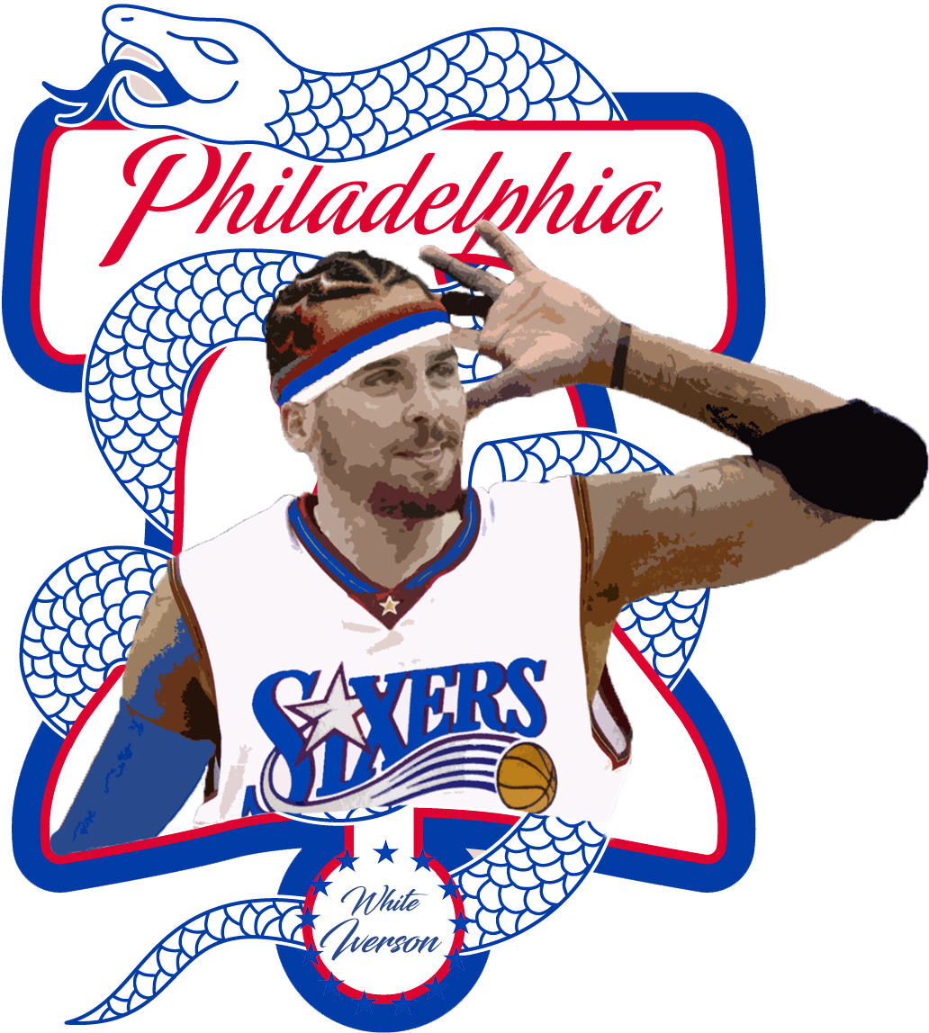 White Iverson, The Livest One - 76ers Court Logo Snake (1624x1160), Png Download