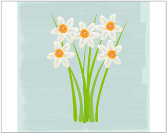 Cute White Daffodils Flowers Watercolor Print Poster - Cute White Flowers Shower Curtain (350x350), Png Download