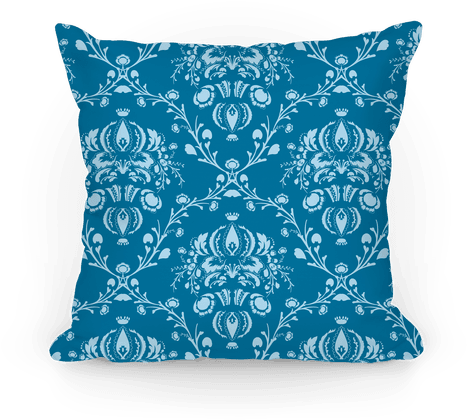Blue Damask Pattern Pillow Pillow - Singrün-blauer Und Weißer Damast Handtuch (484x484), Png Download