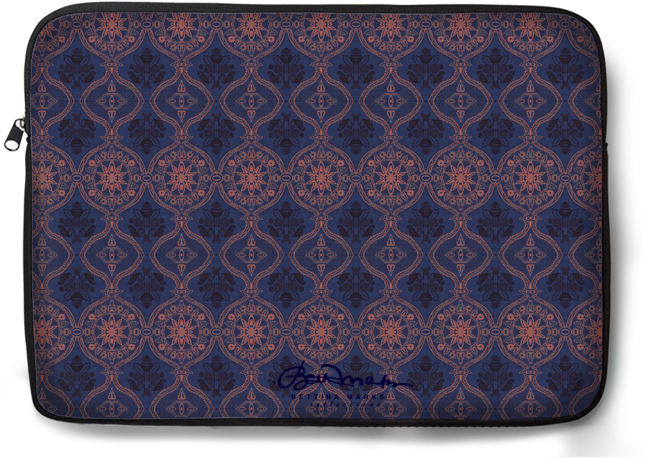 Blue Damask Laptop Sleeve - Coin Purse (1024x761), Png Download
