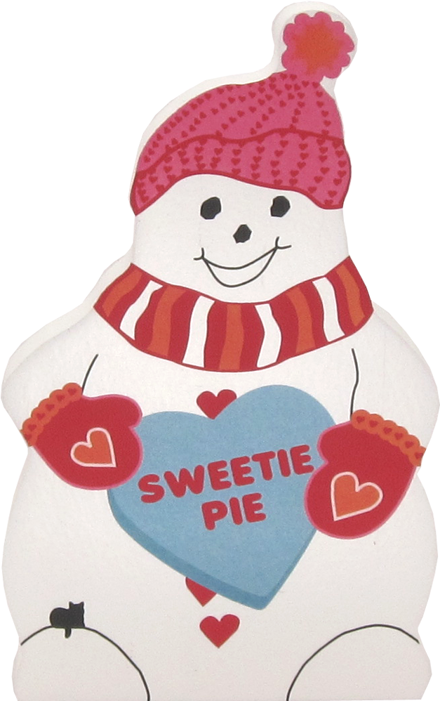 Candy Heart Valentine Snowman- "purrsonalize Me" Pink - Cat (633x1000), Png Download