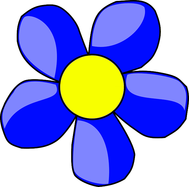 Head, Blue, Outline, Plants, Flower, Daffodil, Flowers - Blue Flower Clipart (640x633), Png Download