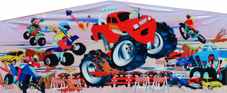 Monster Truck - Monster Truck Bounce House (750x307), Png Download