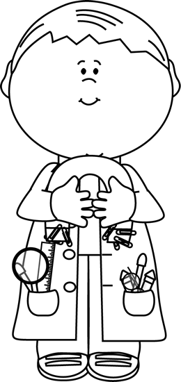 Science Clipart Black And White - Outline Of A Scientist (260x550), Png Download