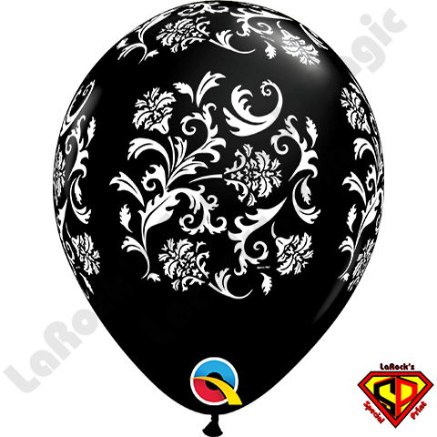 Black And White And Pink Damask Balloons (480x480), Png Download