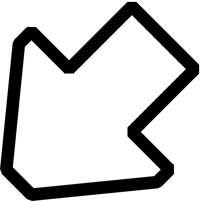 Black, Left, Outline, Arrow, White, Down, Icon - Arrow Clip Art (640x640), Png Download