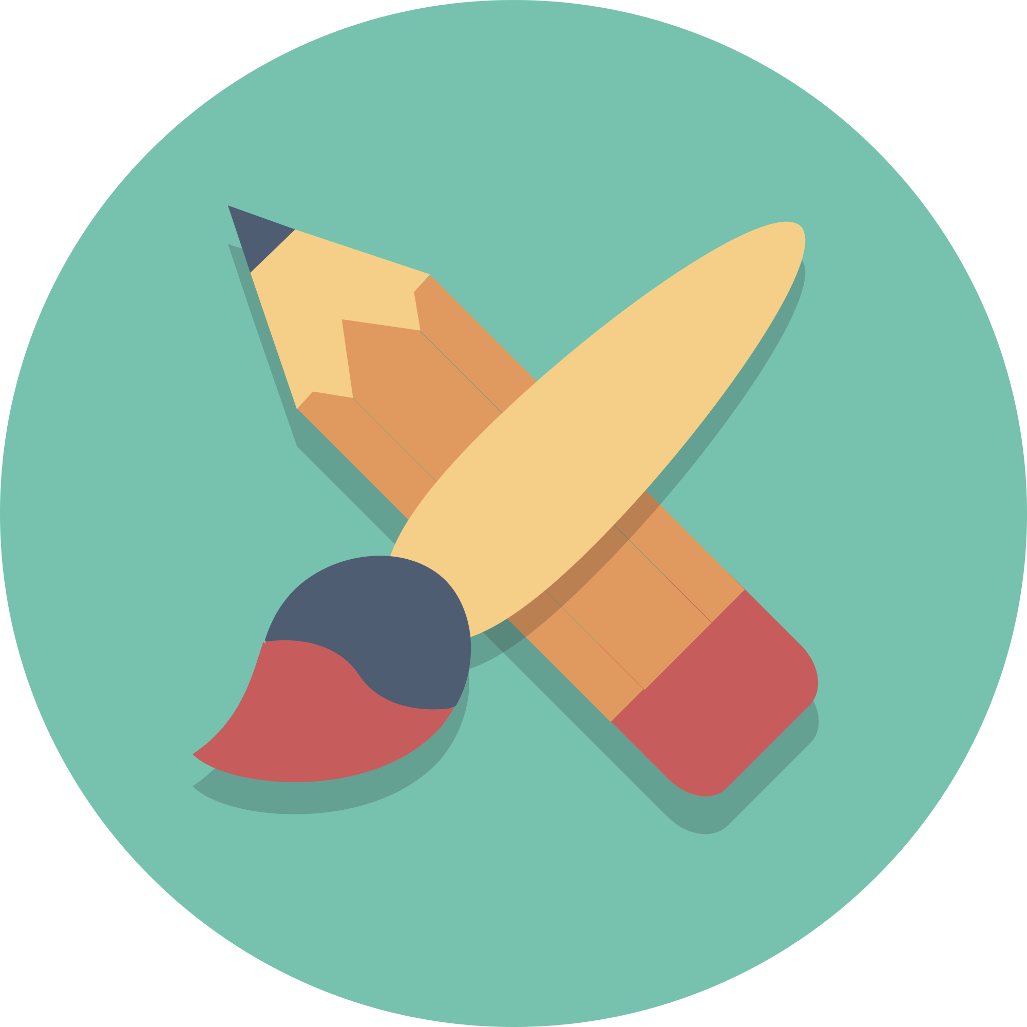 Circle Clipart Paint Brush - Flat Paint Brush Icon (2000x2000), Png Download