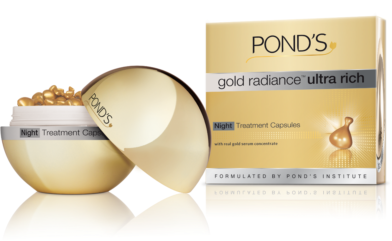 Gold Radiance™ Ultra Rich Night Treatment Capsules - Pond's Gold Radiance Ultra Rich (1476x1092), Png Download