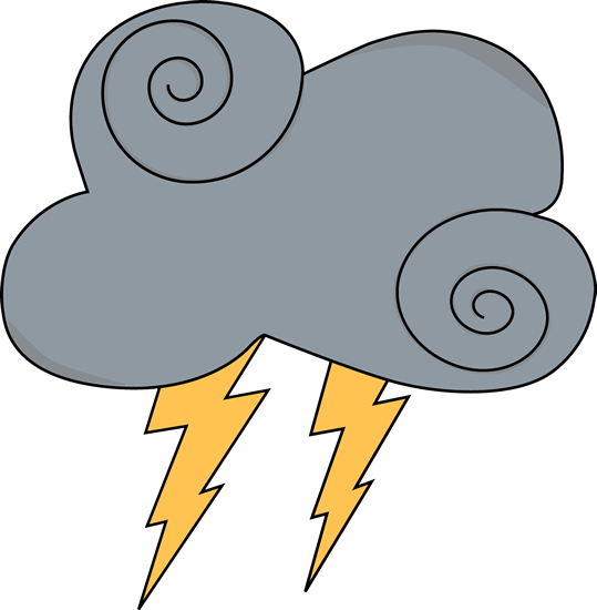 Swirly Gray Cloud With Lightning Clip Art - Rain Clipart (539x550), Png Download