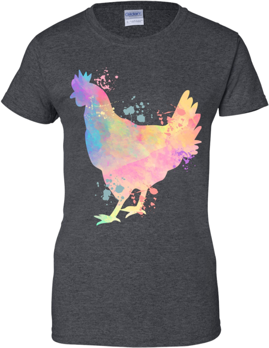 Chicken Watercolor Splash Animal Lover Apparel - Dachshund Yoga Dog T Shirt Clothes Dark Heather Medium (1155x1155), Png Download