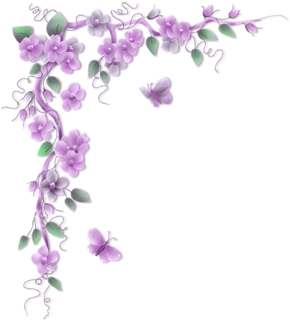 Coins Bordures - Page - Purple Flower Border Png (417x483), Png Download