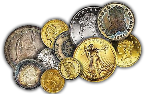 514 × - Gold And Silver Coins Png (514x329), Png Download