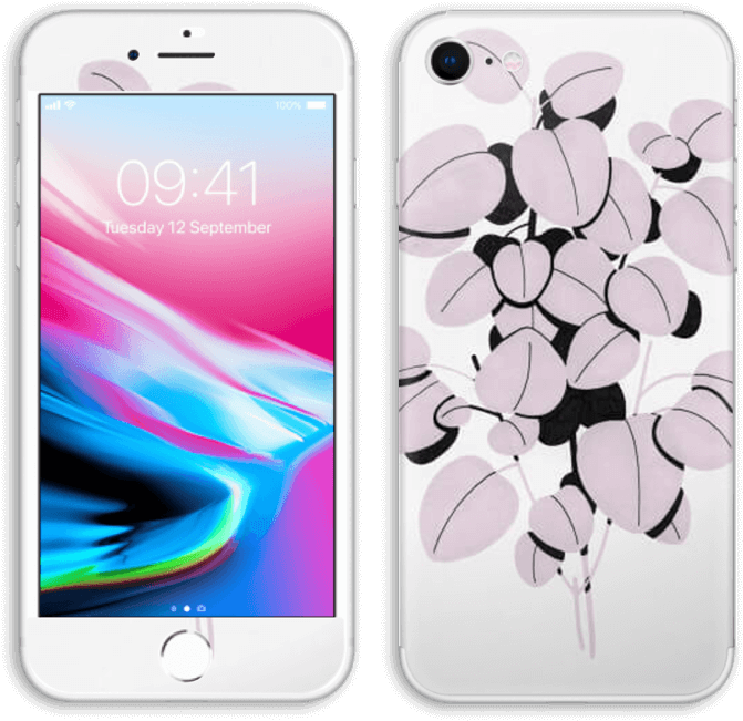 Leaves In Pink - Apple Iphone 8 Silver 4.7 256gb 4g Unlocked & Sim (800x779), Png Download