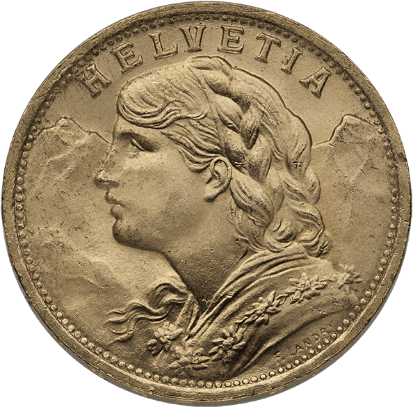 Picture Of Swiss Gold 20 Franc Coins - 1926 Gold Coin (600x600), Png Download
