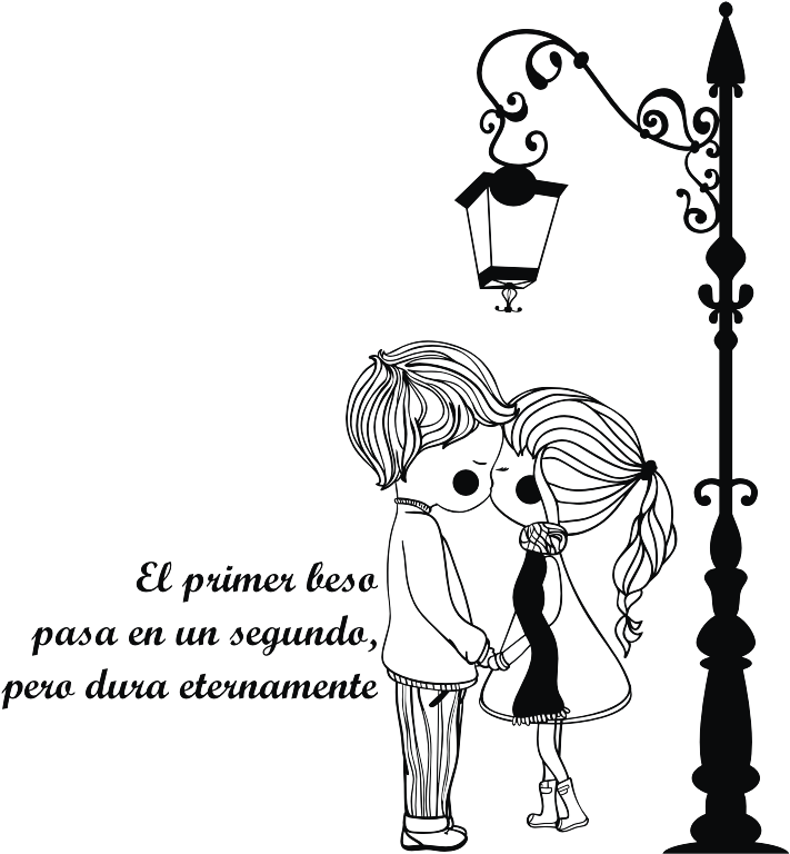 El Primer Beso De Amor, Vinilos Decorativos - Cats Romantic Vinyl Sticker Wall Art, Black (800x773), Png Download