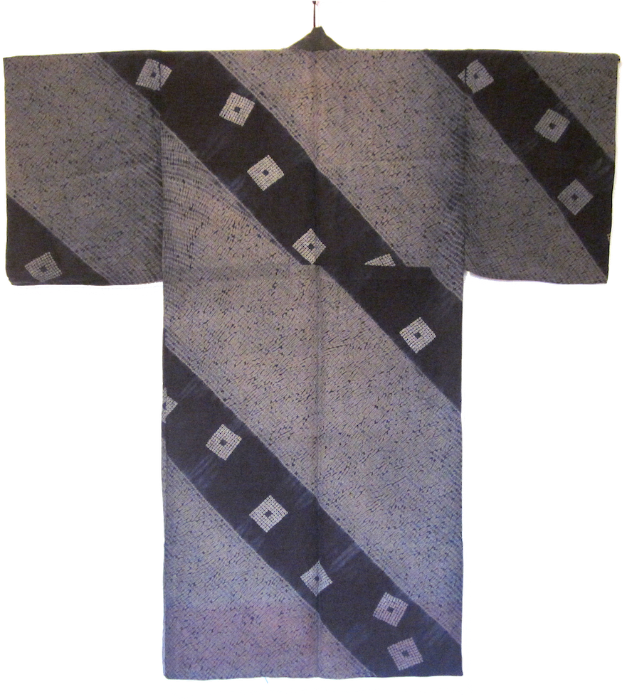 Man's Shibori Juban With Squares In Diagonal Lines - Pattern (927x982), Png Download