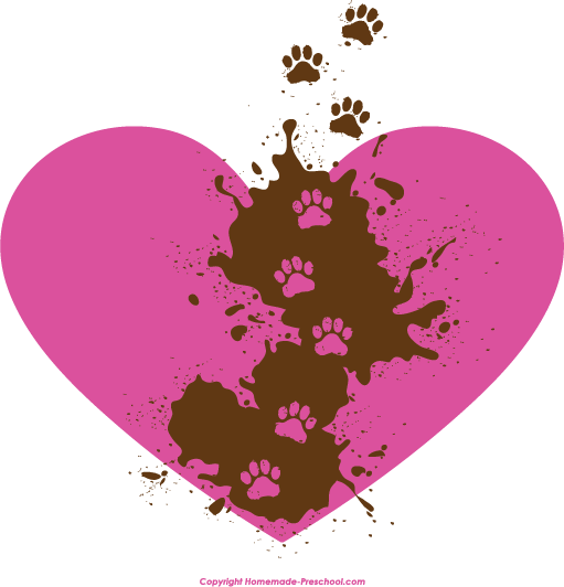 Heart Pictures Clipart Paw Print - Heart And Paw Print Png (511x532), Png Download