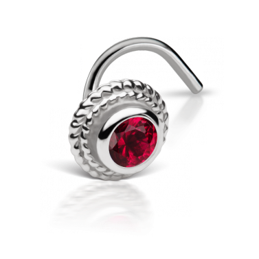 Ruby Thin Braid Nostril Stud - Body Piercing (376x490), Png Download