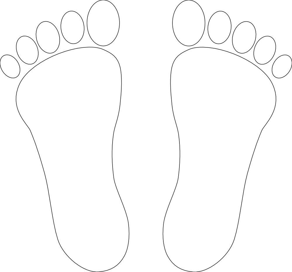 Foot Print Two Black White - White Feet Clipart (800x744), Png Download