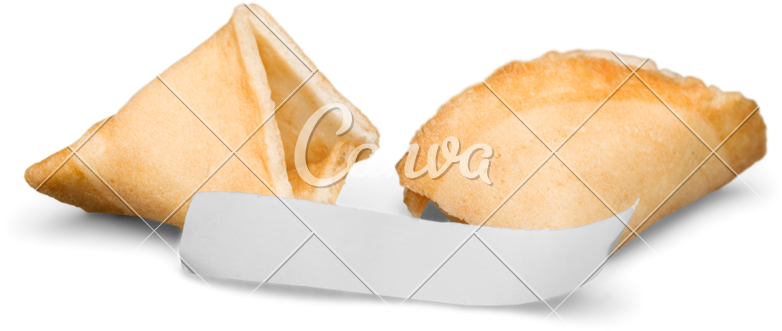Broken Fortune Cookie With Blank Piece Of Paper - Photograph (800x388), Png Download
