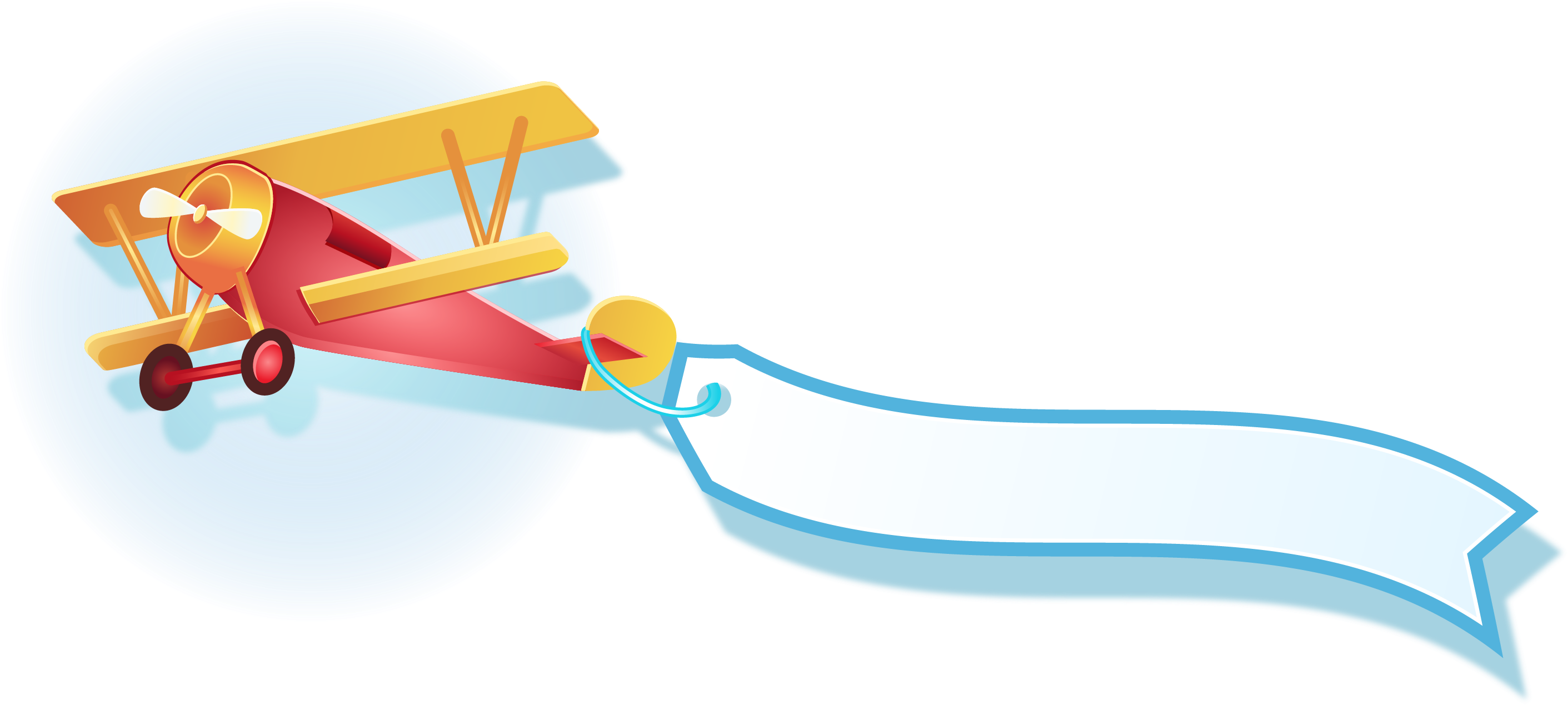 Plane Cartoon Png - Cartoon Plane With Banner Png (2848x1296), Png Download