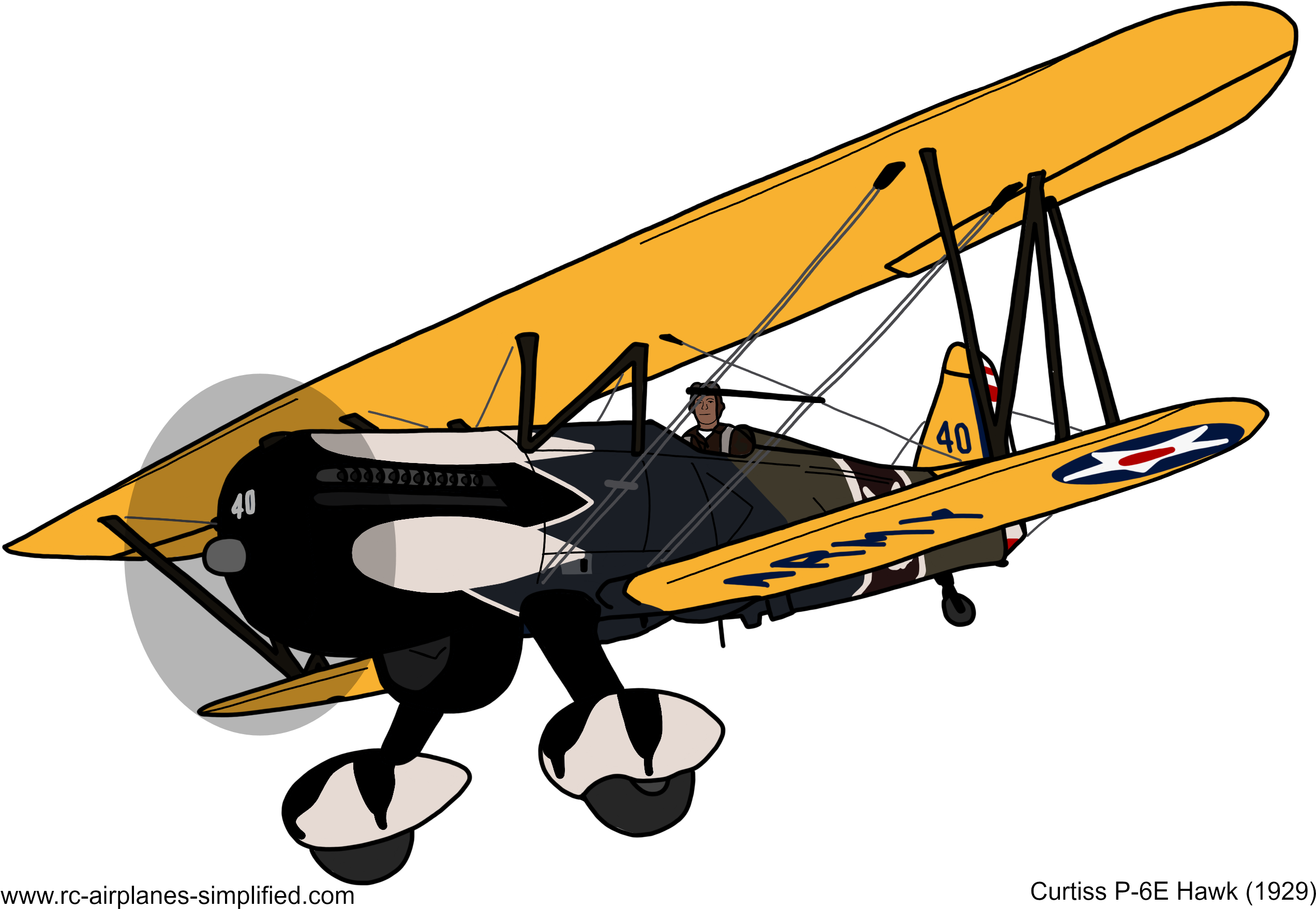 Plane Silhouette Png Clip Art Png M - Curtiss Hawk Biplane Ww1 (2732x2048), Png Download
