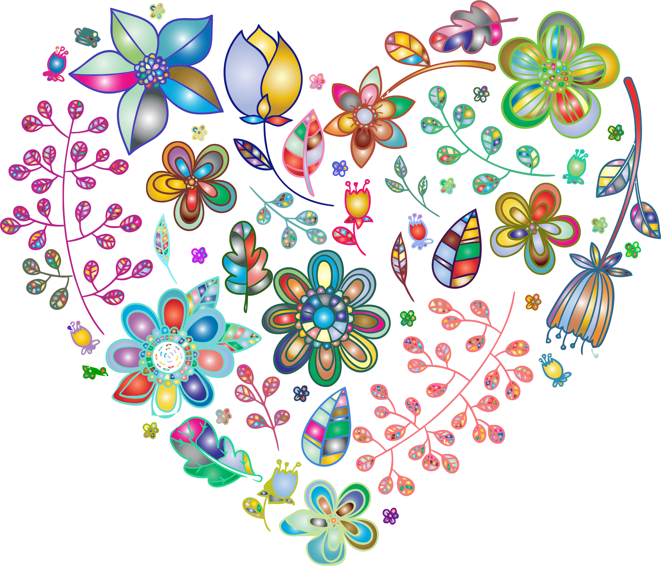 Floral Heart No Background (2304x1972), Png Download