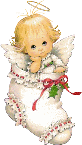 Angel In Stocking Ruth Moorehead Christmas Card (372x522), Png Download