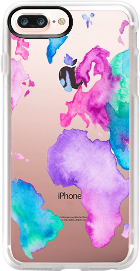 Casetify Iphone 7 Wallet Case - Modern World Map Globe Bright Watercolor Paint Samsung (282x560), Png Download