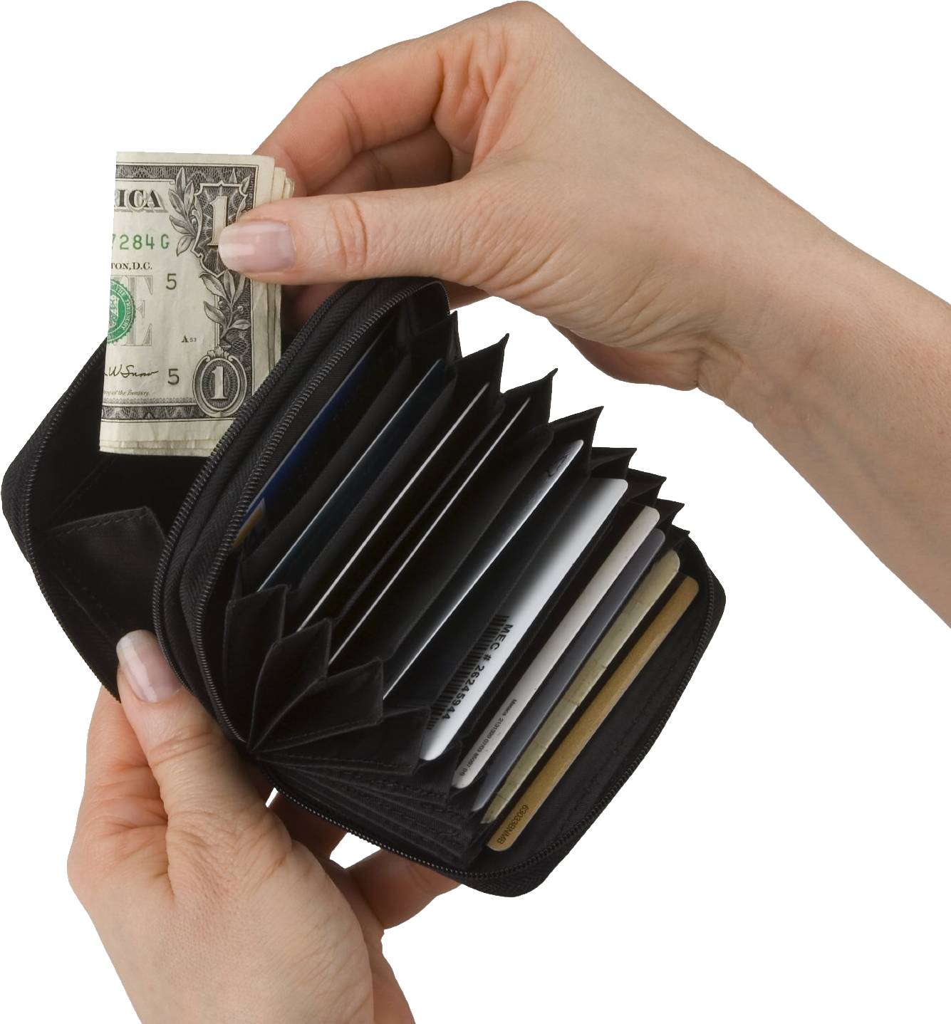 Rfid Blocking Leather Accordion Wallet (1335x1438), Png Download