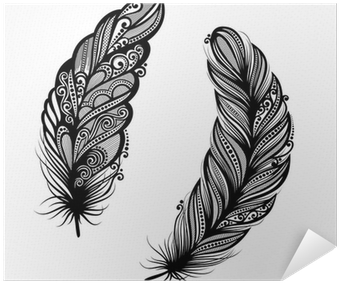 Peerless Decorative Feather , Patterned Design, Tattoo - Madártoll Rajz (400x400), Png Download