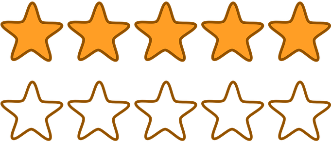 Rating Stars Orange Five 5 Votes Quality L - Five Stars Clip Art (680x340), Png Download
