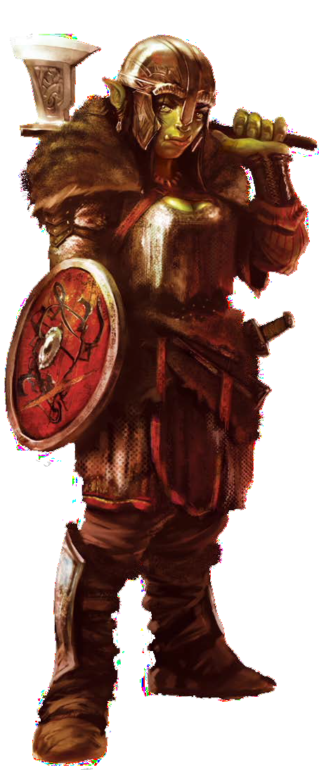 Half Orc B - Half Orc Axe Shield (454x1094), Png Download