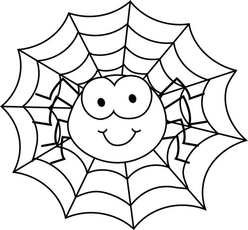 Spider Clip Art - Spider Web Clipart Black And White (500x463), Png Download