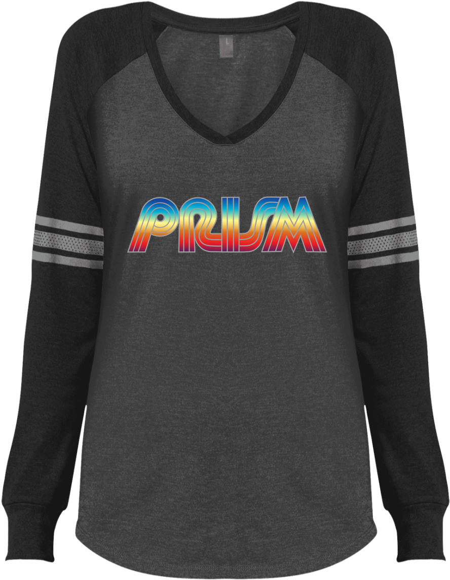 Retro Prism Tv Ladies' Game Ls V Neck T Shirt - Shirt (900x900), Png Download
