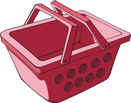 Basket Wicker Shopping Cart Plastic Container - Shopping Basket Clipart (432x340), Png Download