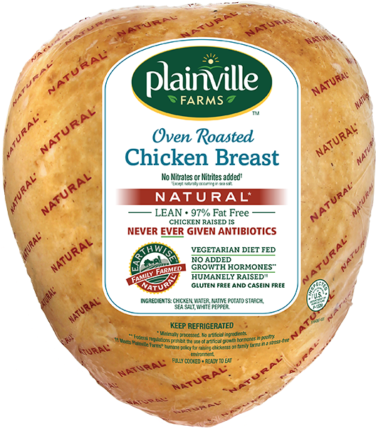 Natural* Oven Roasted Chicken Breast - Plainville Farms Turkey, Ground, 94% Lean/6% Fat - (600x600), Png Download