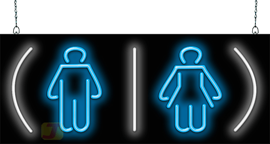 Male/female Restrooms Neon Sign - Neon Sign (550x294), Png Download