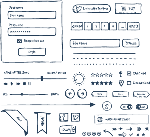Jolly Ui Free Is A Free Hand Drawn Ui Kit Created By - Hand Drawn Ui Elements (520x484), Png Download