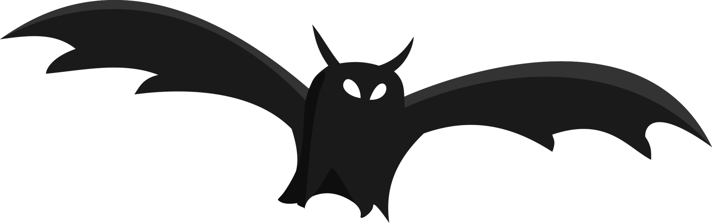 Bat Cartoon Download Drawing - Bat Clipart Png (2394x750), Png Download