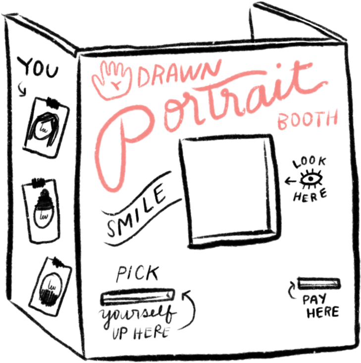 Handdrawn Portrait Booth Adventure Fun Club - Drawing (1000x1000), Png Download