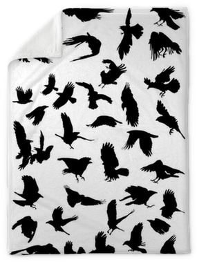 Crows Flying, Vector Silhouette Collection Plush Blanket - Crows Flying (400x400), Png Download