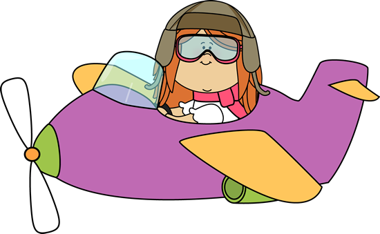 Girl Flying An Airplane - Airplane Clipart Girl (550x339), Png Download